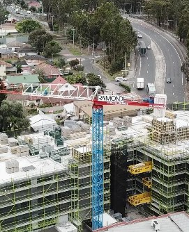 Aerial view of crane site