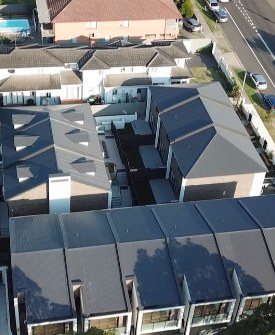Aerial view of townhouses